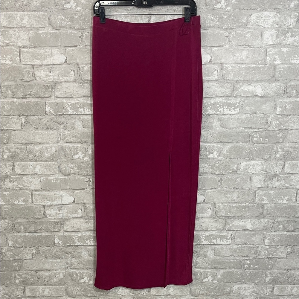 MABLE Raspberry High Slit Maxi Skirt